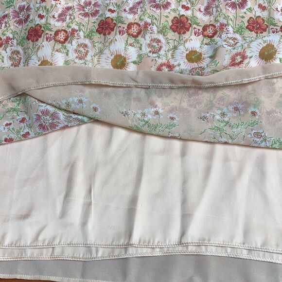 NEW Sophie Max Peach Raw Hem Racer Back Wild Flower Maxi Dress Large - Picture 8 of 12